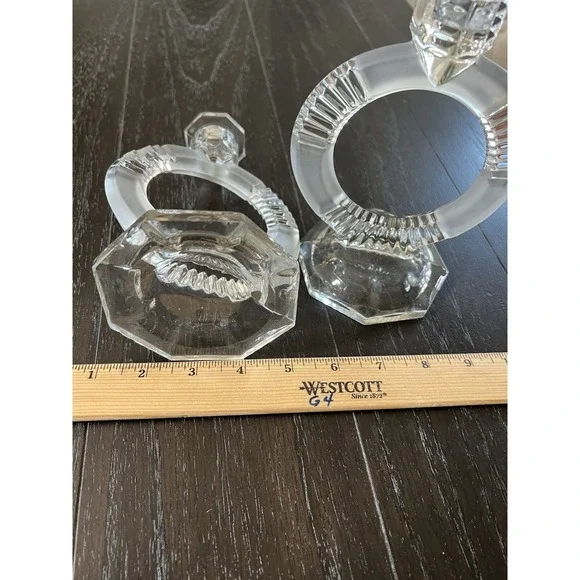 Pair Of Vintage Glass Candle Holders 1920/1930 - Picture 5 of 16